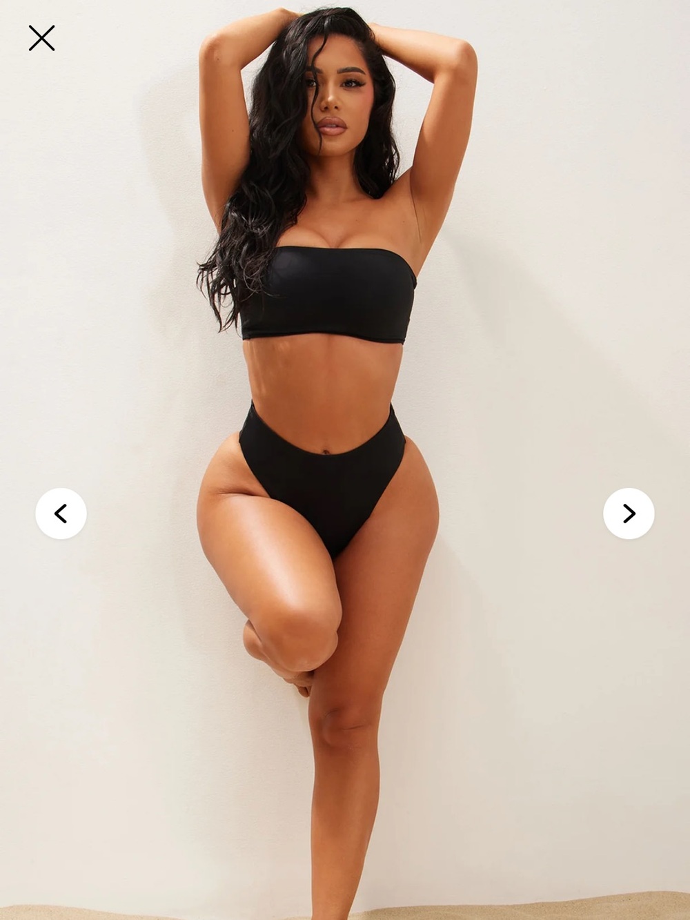 Strapless Black Bandeau Bikini Set - High Cut Bottoms